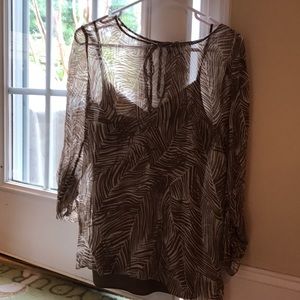 Brown gauze blouse with camisole.